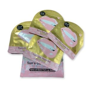 New SFGlow Sun’s Out Pouts Out Gold Foil Lip Mask Set Of 4 NIP